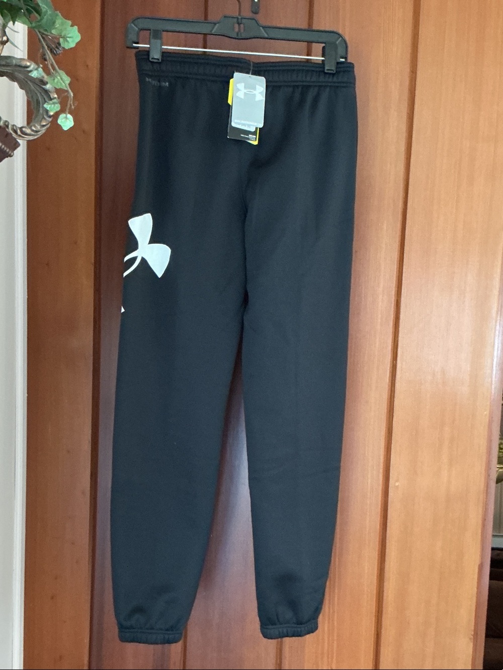 Under Armour Black Jogger Sweatpants with White Logo - Kids - Picture 2 of 3